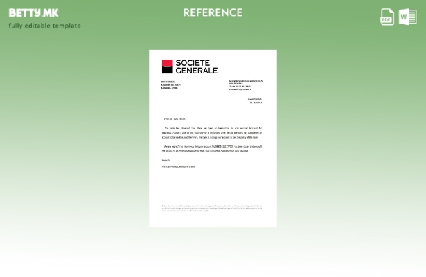 Референтен шаблон за затворање модерен стил Србија Сосиете Женерал